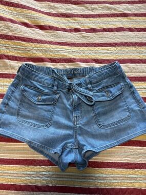 American Eagle Outfitters Light Blue Denim Tie-Waist Women’s Shorts